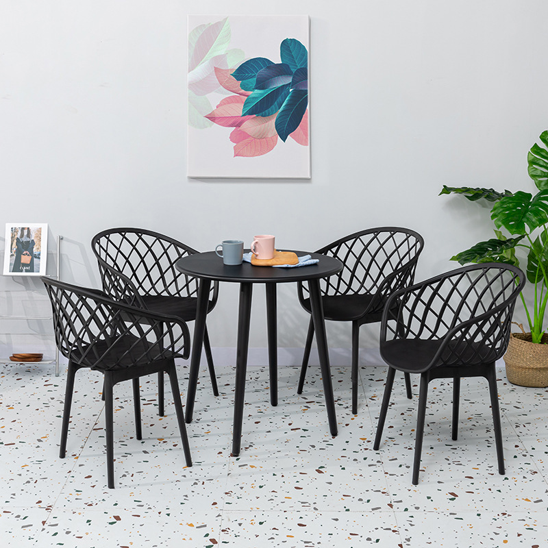 Silla de plástico moderna nórdica, tienda de postres, silla de respaldo perezosa, silla de comedor hueca de restaurante occidental, silla de exterior