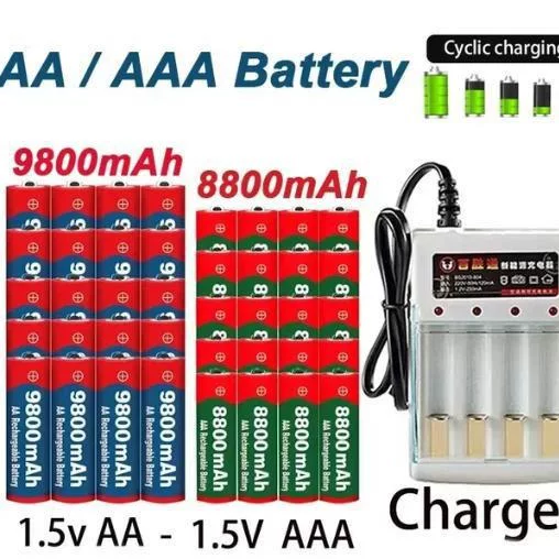 Canable lithium ion battery fast rechargeable battery USB1.5VAA+AAA battery 9800-8800mAh