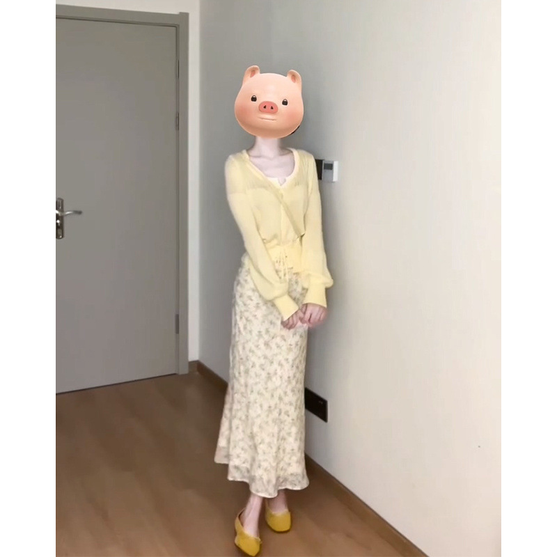 2025春季新款女韩系穿搭系带圆领针织上衣气质高腰显瘦碎花半身裙|undefined