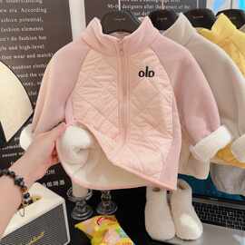 加厚儿童韩版olb奥粒绒加绒外套冬季校服神器内穿拉链拼色上衣服