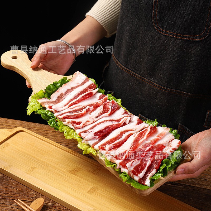 长条竹木托盘火锅肥牛摆肉盘配菜日式寿司摆盘商用特色木质餐盘|undefined