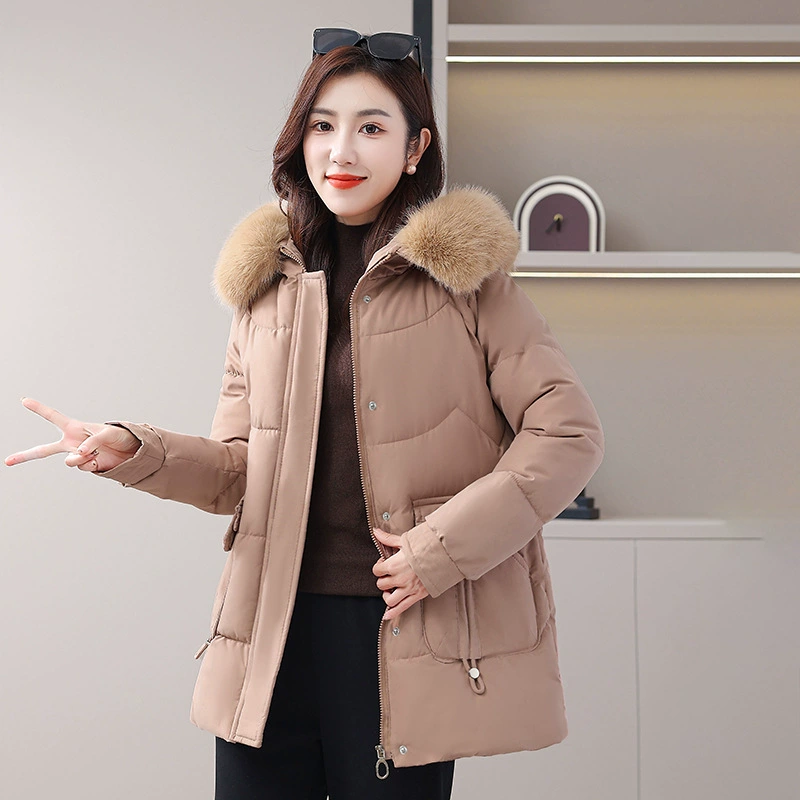 Женская хлопчатобумажная одежда среднего и пожилого возраста модная повседневная дикая темперамент 2024 осень и зима новая пожилая теплая хлопчатобумажная одежда толстая