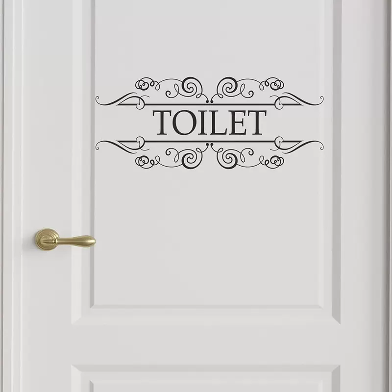外贸TOILET英文标语门贴卧室客厅玄关家居装饰墙贴贴纸自粘批发