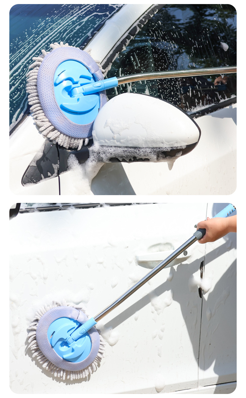 Customized Curved Pole Car Wash Mop, Special for Car Paint, Soft-Bristled Telescopic Car Brush, Car Cleaning Dust Removal Car Wash Artifact