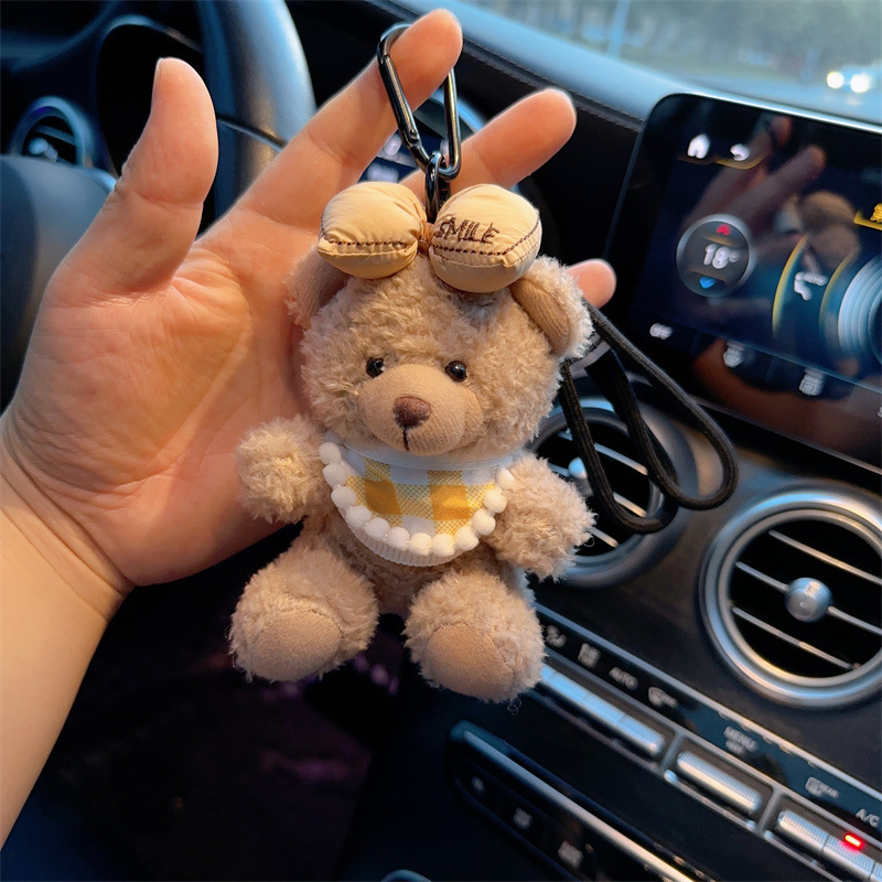 Red popularidad de aire de oso llavero de dibujos animados de alta calidad muñeca de peluche lindo bolso colgante llave del coche mujer