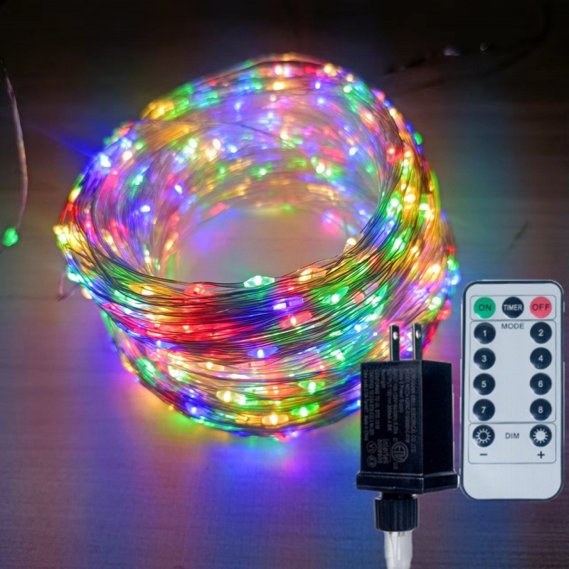 Гирлянда-сетка теплый белый свет, зеленый провод, 10м USB