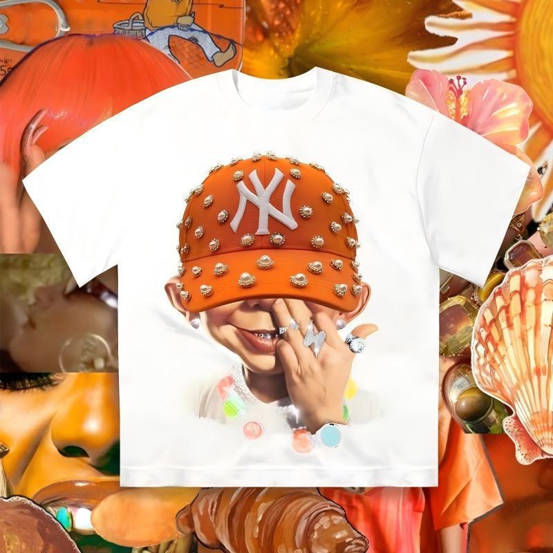 Men's T-Shirt Y2 Harajuku Street Hip-Hop Big Eyes and Mouth Pattern Digital Print Oversized Classic Short-Sleeve Top