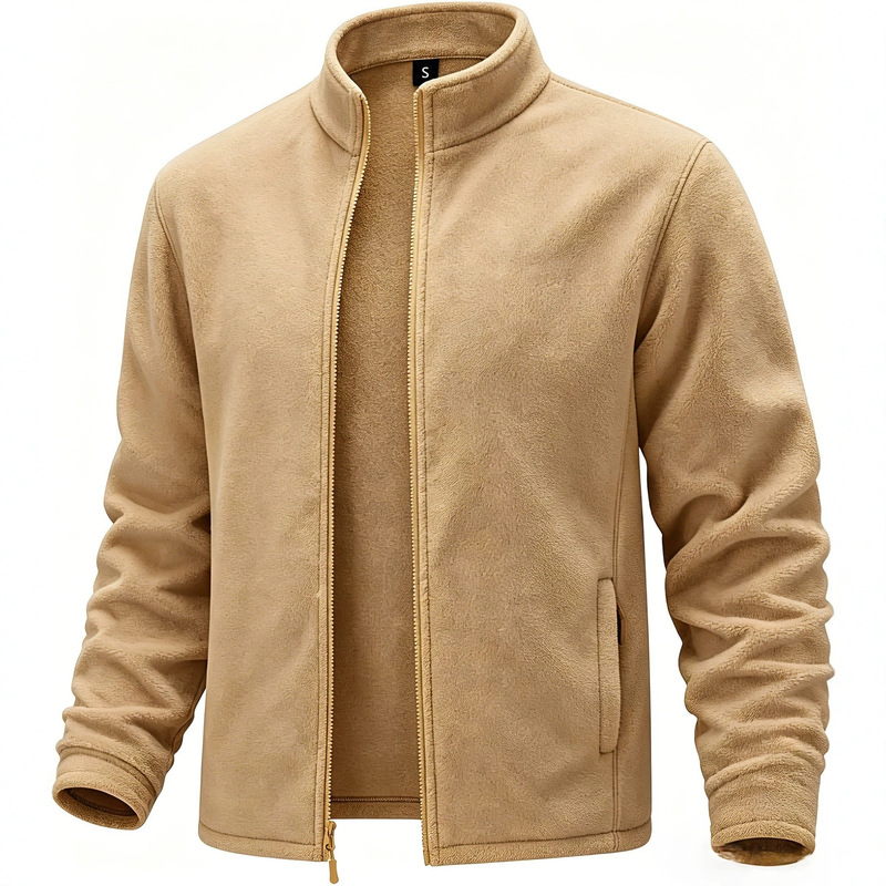Men's Jacket 2026 Spring and Autumn Amazon Style Stand Collar Long Sleeve Fleece Solid Color Lightweight Loose Fit Men's Coat Men's Jacket 2026 Spring and Autumn Amazon Style Stand Collar Long Sleeve Fleece Solid Color Lightweight Loose Fit Men's Coat