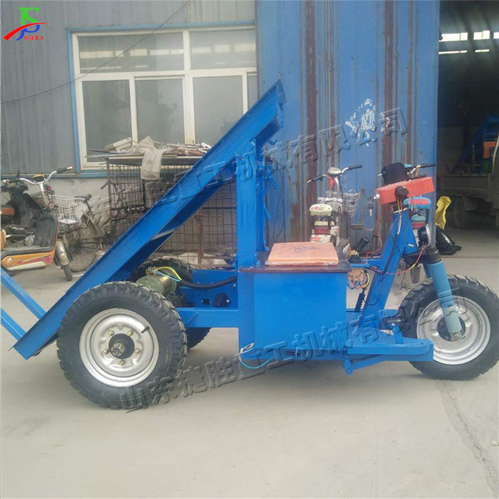 Camión eléctrico de ladrillo plano pequeño camión de volteo de manivela tipo automóvil sitio de construcción camión de carga y descarga de ladrillo trasero de tres ruedas