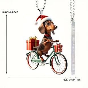 Cross-Border New 2D Creative Cycling Dog Flat Cartoon Car Rearview Mirror Car Acrylic Pendant