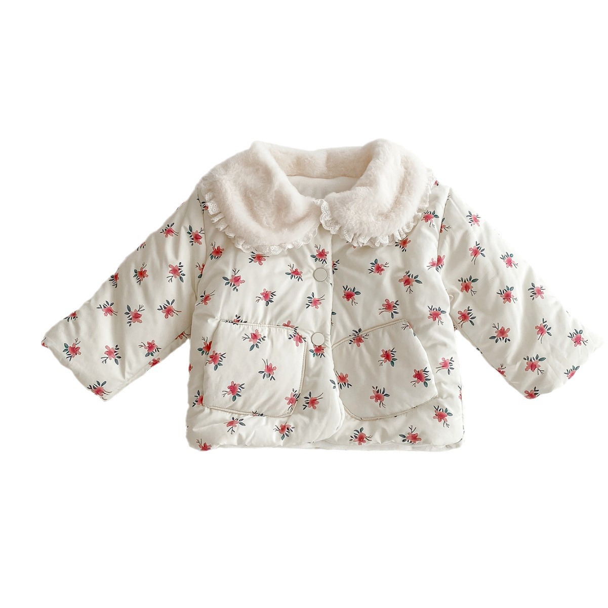 Abrigo de niñas ropa de invierno 2023 nuevo estilo occidental ropa acolchada de algodón para niños bebé acolchado cálido ropa acolchada de algodón Chaqueta acolchada de algodón para niños de invierno