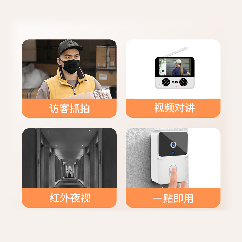 Nuevo M15 timbre visual multifunción video full-duplex intercom timbre inteligente función de visión nocturna timbre de música