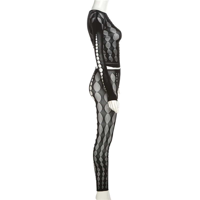 Dam catsuit set i stickat material med urringning sommar_voghion.com