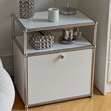 中古床头柜卧室现代简约沙发边柜收纳不锈钢床头柜白色