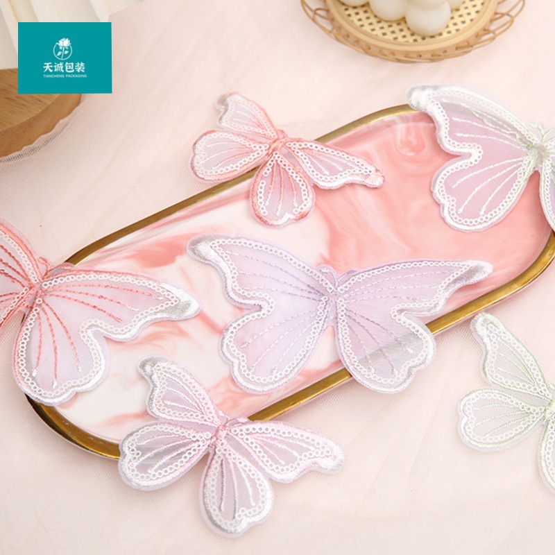 新款立体蕾丝刺绣蝴蝶鲜花花束装饰配件手工DIY材料配饰花艺摆件