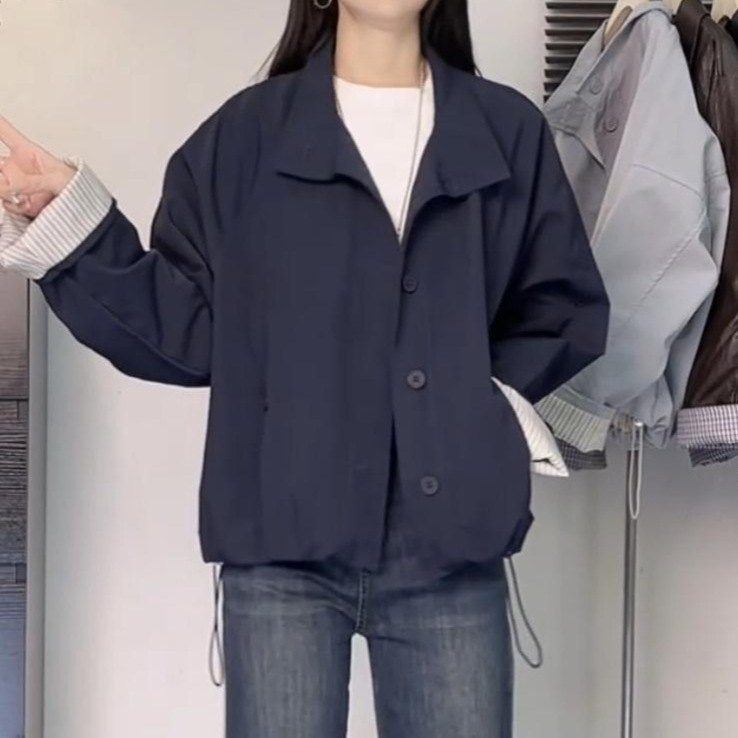 韩系立领工装外套女2025秋季港风休闲流行夹克上衣|undefined