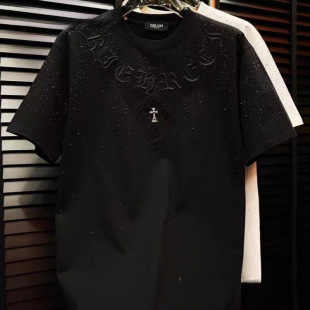 Trendy Brand Cross Starry Sky Round Neck Short-Sleeved Loose Casual Couple Half-Sleeved T-Shirt