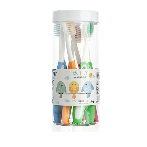 8-piece Pack High-end Children's Soft Bristle Toothbrush Family Set for 3-6-12 Years Old, Wholesale, Household, Cute Cartoon, Internet Popularity