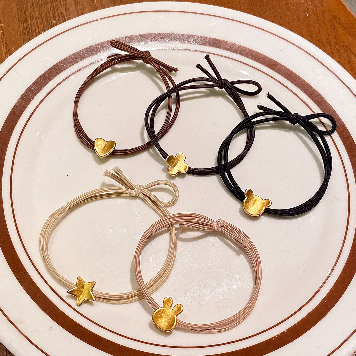 Cuerda de pelo simple estilo coreano elegante banda de goma cuerda de lazo de pelo de las mujeres alta elástica durable vintage Cola de Caballo lazo de pelo accesorios para el cabello