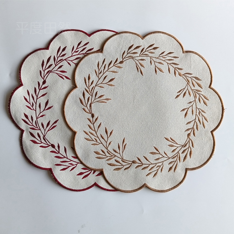 New Chinese Style Dining Table Mat Cotton and Linen National Style Placemat Insulated Table Mat Photography Props Kitchen Countertop Tea Cup Tea Table Mat Cloth