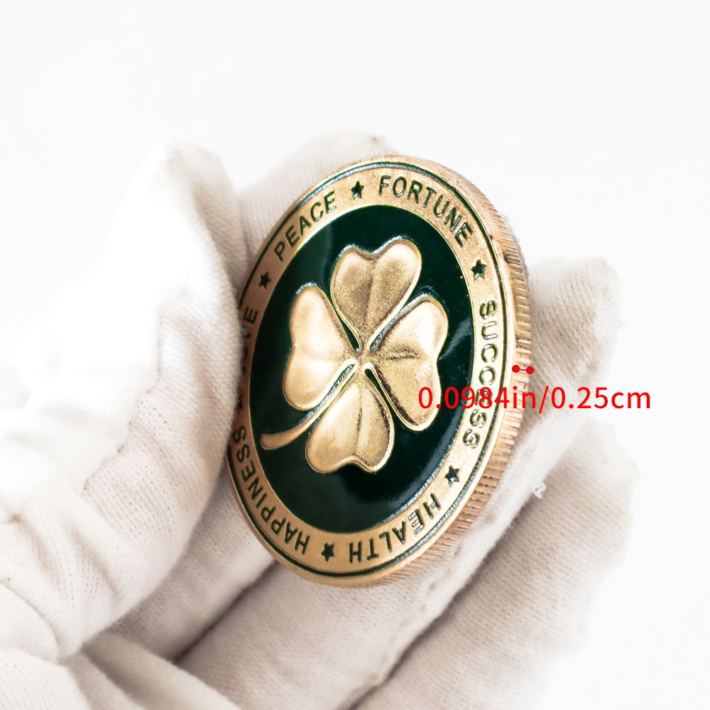 Colección de monedas conmemorativas de trébol de cuatro hojas, medalla conmemorativa, colección de buena suerte, recuerdo, temporada de graduación, festival.