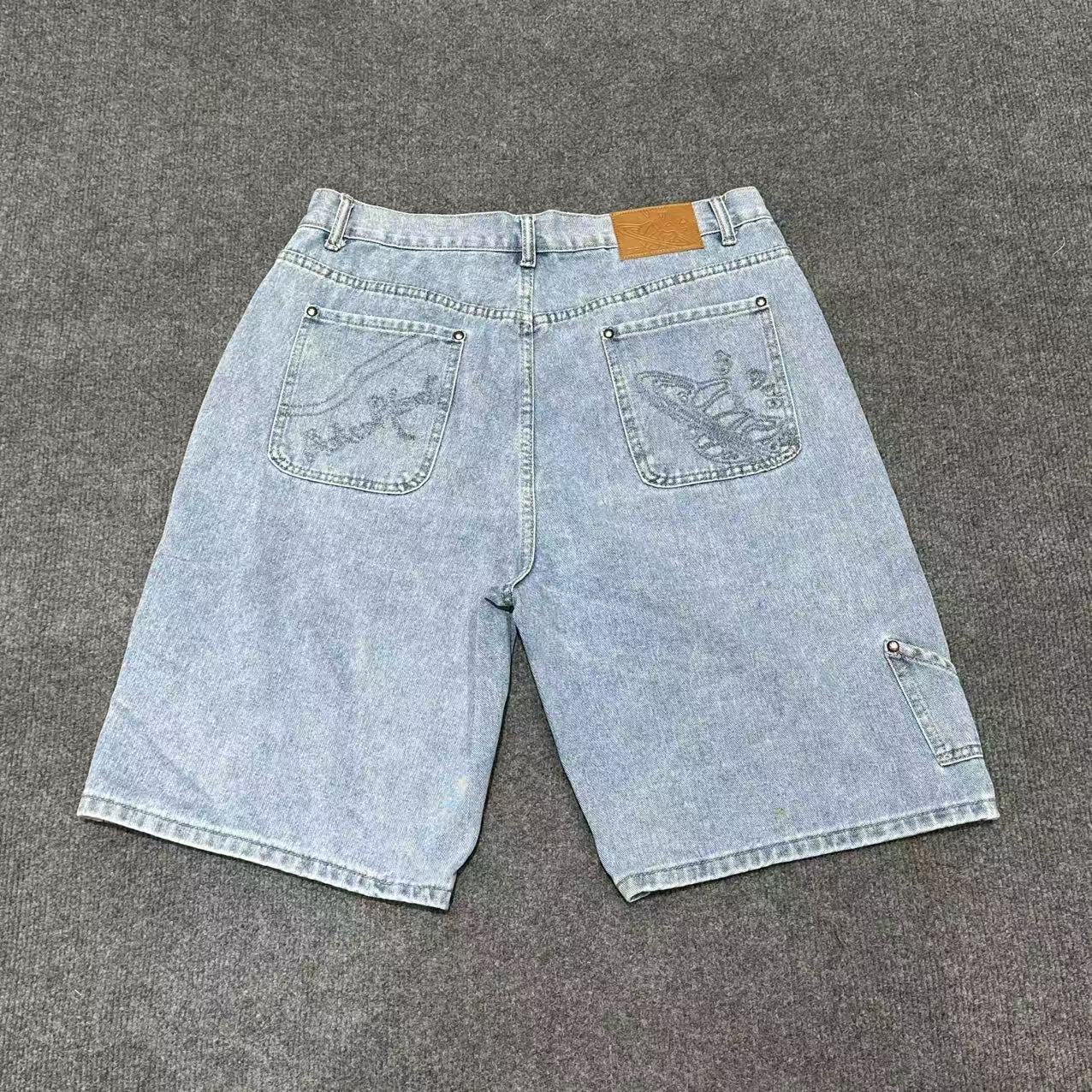 Vivienne Westwood Logo Embroidered Denim Shorts Light Blue