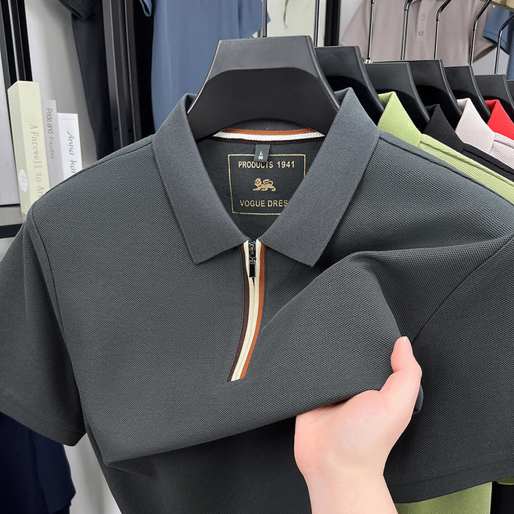 [Dropshipping] Thin Business Casual Versatile Mature Polo Shirt Summer Short Sleeve Turn-Down Collar Men's Sports T-Shirt