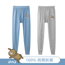 青少年纯棉秋裤男士学生中大童全棉保暖裤初高中生打底棉毛裤秋冬