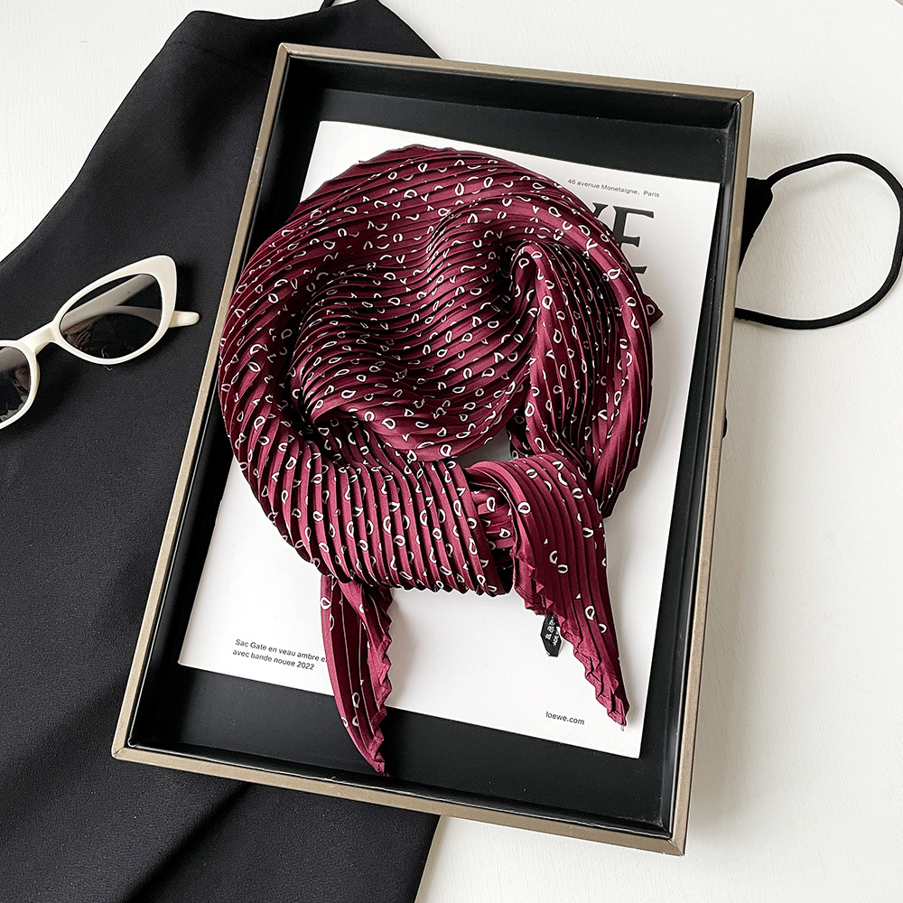 Women's Pleated Silk Scarf Leopard Print Satin Neckerchief Style_voghion.com