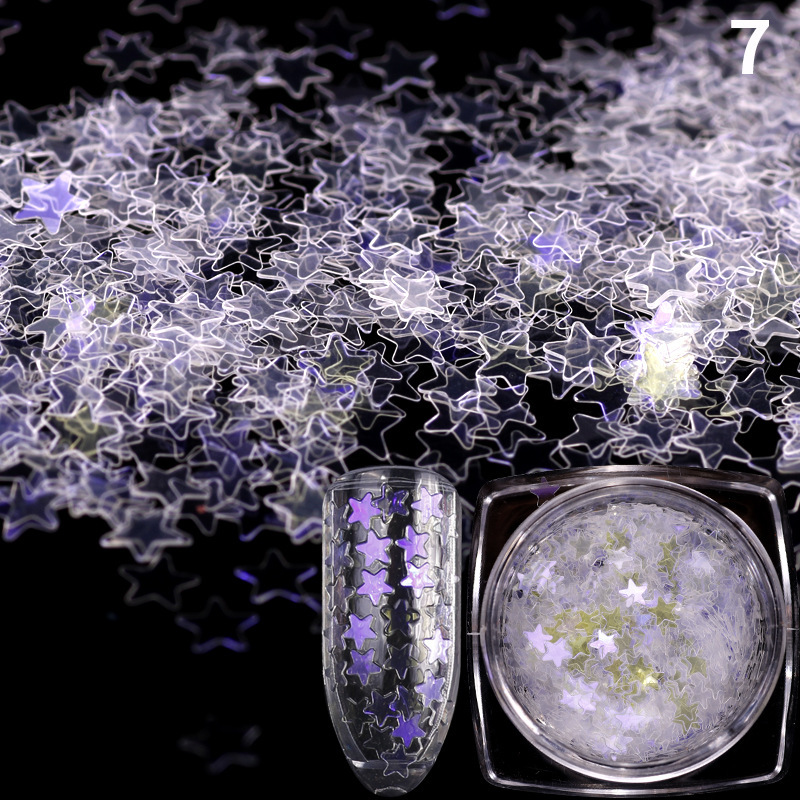 Joyería de uñas melocotón corazón redondo estrella de cinco puntas lentejuelas uñas de bricolaje textura láser brillo gradiente fototerapia de uñas