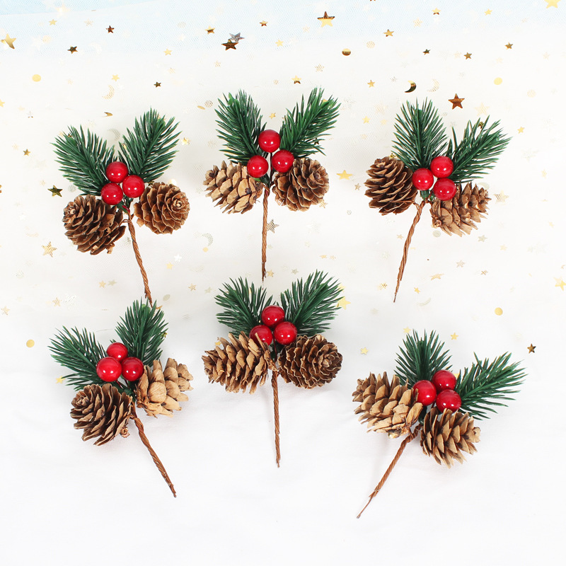 クリスマスミニクリスマスツリーアクセサリーギフトボックス装飾模擬花クリスマス装飾アクセサリー模擬松葉アクセサリー|undefined