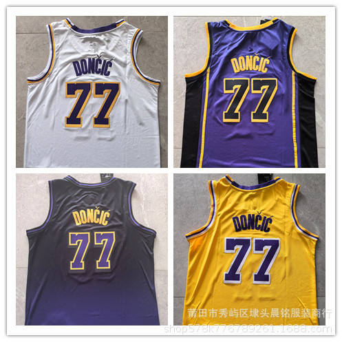Lakers 77 Luka Dončić Dončić Jersey NBA Retro Classic Embroidered Basketball Suit Foreign Trade Batch