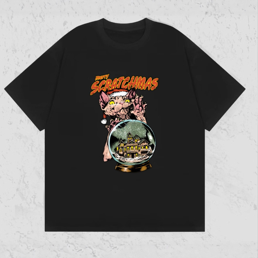 新款黑色男女款2025款240g黑色体恤打底内搭人物动漫骷髅印花