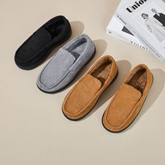 国境を越えて男性のカジュアルな家庭のマーク靴を卸売りして、家の保温の外でベルベットの滑り止めを着てビジネス綿のスリッパを厚くする