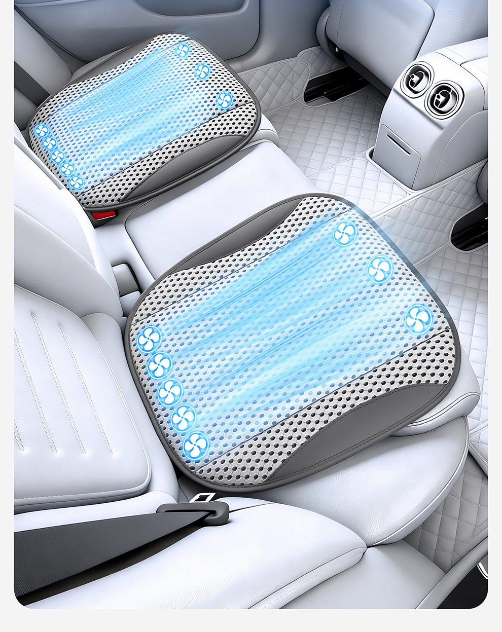 Car Seat Cushion, Summer Cooling and Ventilating Seat Cushion, Breathable and Heat-Dissipating, Household USB Fan Seat Cushion, Car Ice Silk Cooling Cushion