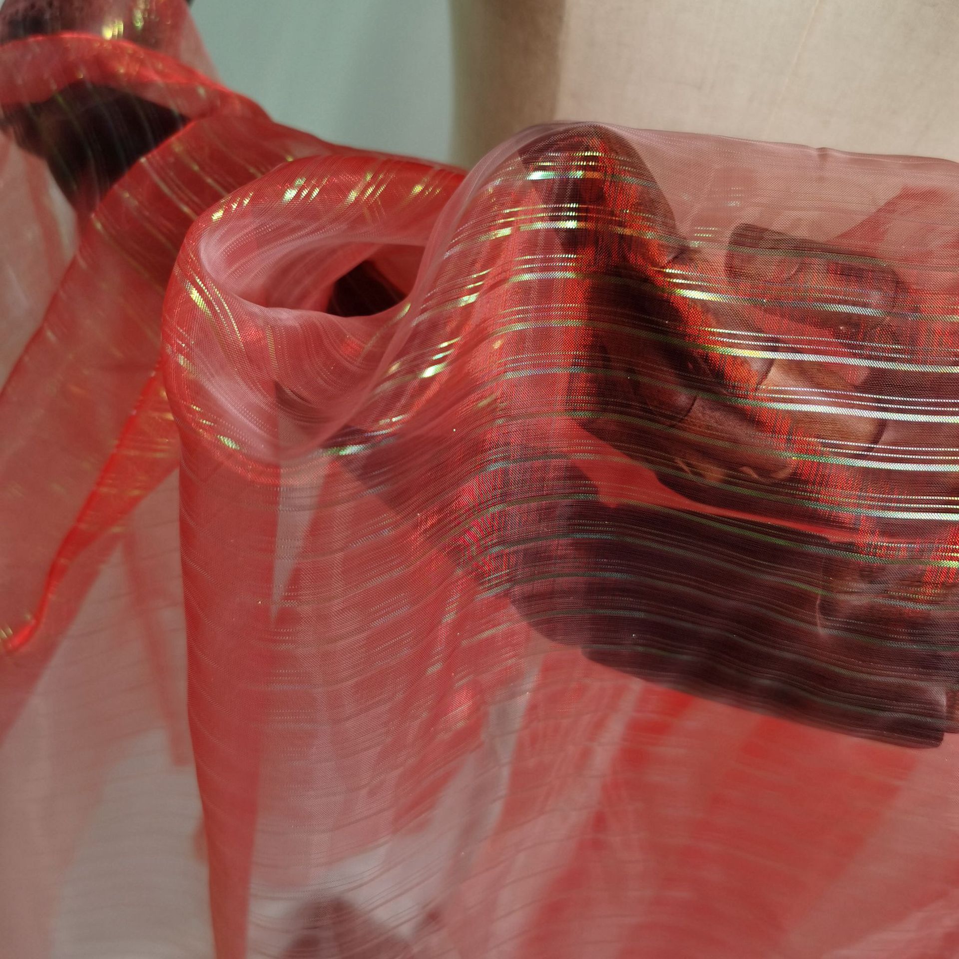 彩桥纱 幻彩扁金丝金属丝 挺阔舞台装服饰装饰品丝带欧根纱面料
