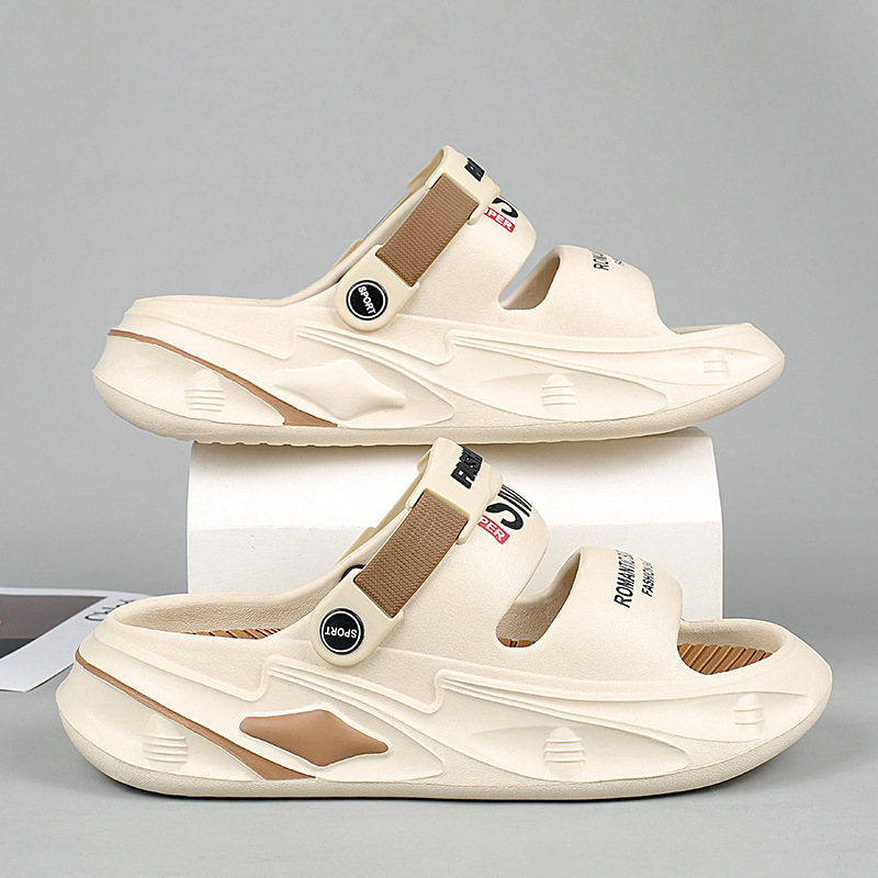 Pareja de dos zapatillas frías con suela gruesa, moda para hombres y mujeres, nuevas zapatillas de playa con suela suave en stock