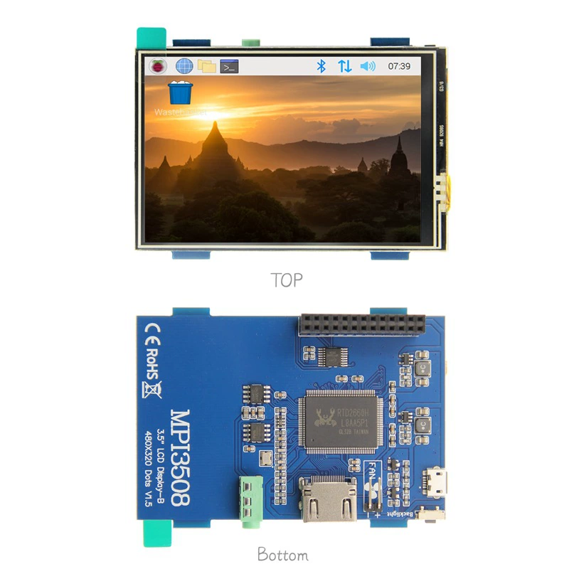 Дисплей HD 3,5 дюйма HDMI Raspberry Pi, сенсорный экран LCD Raspberry Pi MPI3508