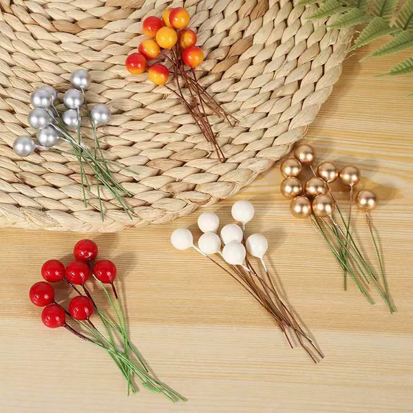 Christmas Red Fruit Artificial Berries Foam Small Red Beans Christmas Tree Ball DIY Hand-Rolled Accessories Wreath Holiday