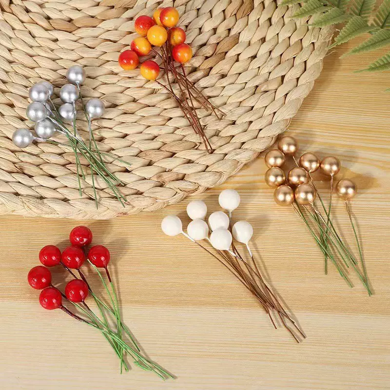 圣诞节红果仿真浆果泡沫小红豆圣诞树圆球DIY手卷配件花环节日