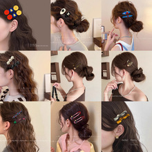 高级感碎发网红发夹发饰儿童鸭嘴夹韩版发卡可爱花朵侧边一字夹女