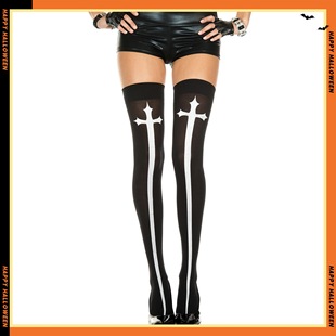 New Nuns Stockings Printed Hinky Amazon Halloween Socks Cross Border Wholesale Cross Knee Socks