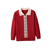 妈妈装小翻领针织毛衣女中老年秋冬毛衫打底衫长袖通勤POLO衫上衣，女装针织衫/毛衣，妃慕昵服饰