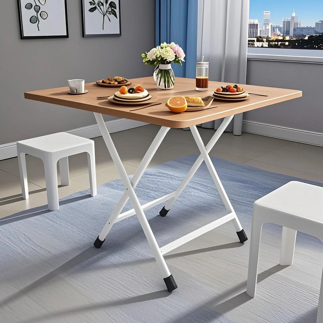 월넛색상 + 원형튜브 도색다리 [70X70X70CM]