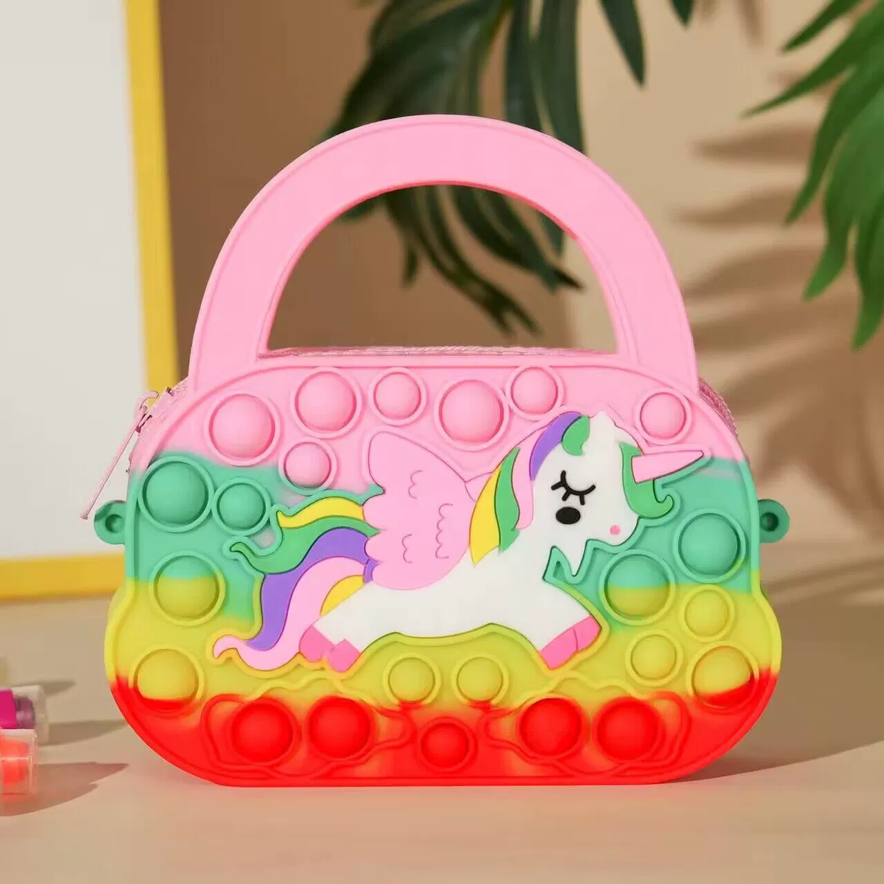 Handheld toy, silicone shoulder bag for princess, unicorn