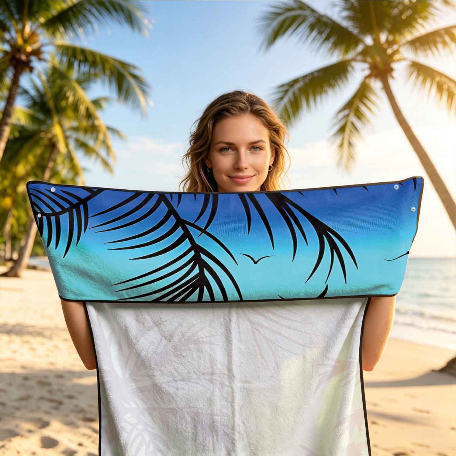 Printed bath towel and car seat cover 2-in-1, ultra-fine fiber outdoor beach and car dual-use universal seat cushion