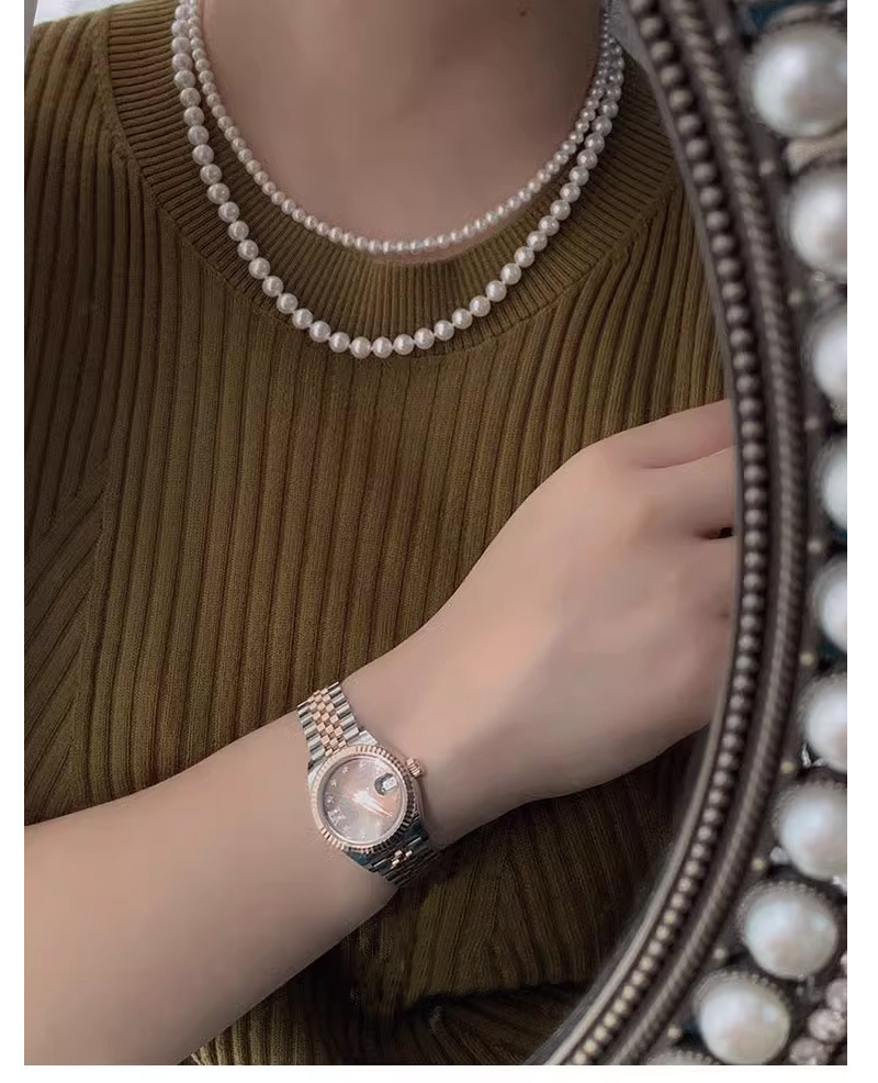 Dubbellaagse parelketting voor dames elegante hanger ketting_voghion.com