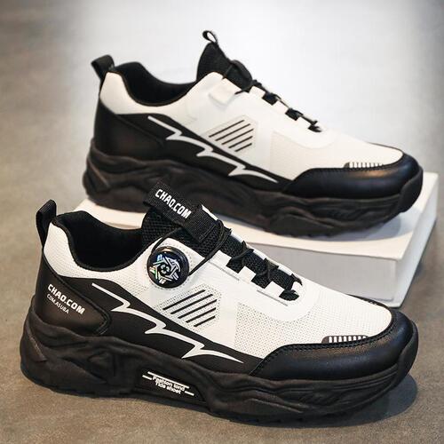 2025 Fashion Men's Casual Shoes, Versatile Breathable Youth Korean Style Rotating Buckle Sports Father Trendy Shoes for Men