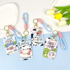 Cute cow cartoon card holder bus subway access control citizen card protective cover student campus card halter neck document bag
