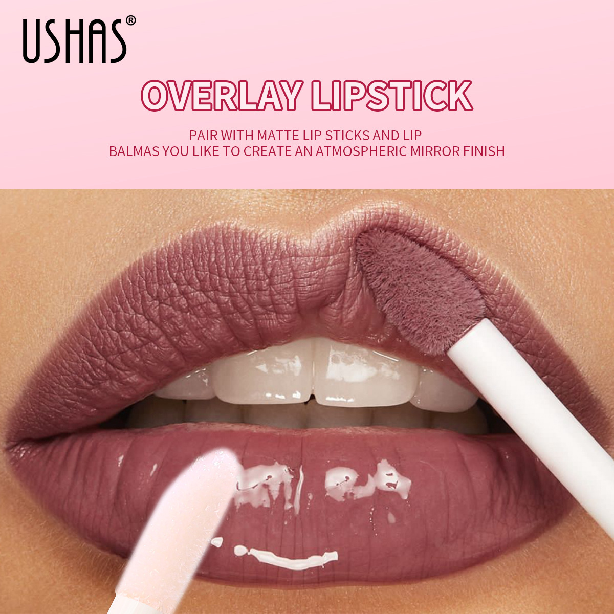 USHAS Olio labbra liquido lucidante a lunga tenuta a 3 colori con confezione in scatola_voghion.com